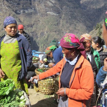 Local People Buying Vegetable at Namche Bazaar